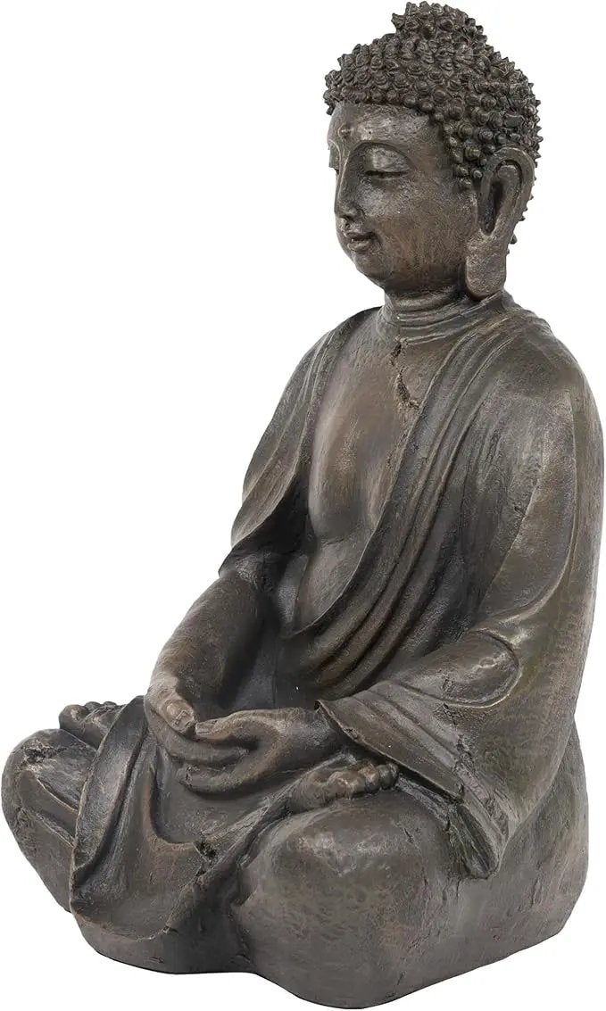 Alpine Corporation 15" Tall Indoor/Outdoor Meditating Buddha Statuary Décor by GreenHaven Gardens