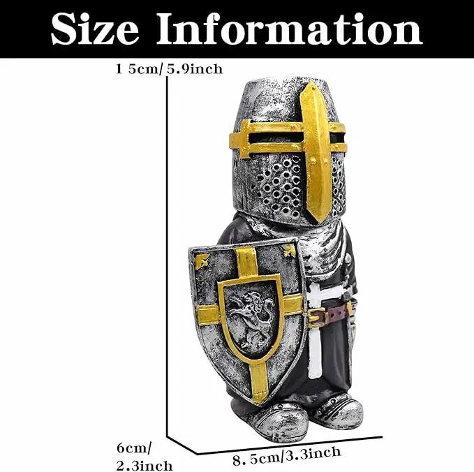 nezababy Knight Gnomes Guard Garden Statue Decoration Medieval Wee Crusader Battle Swordsman Fighting Outdoor Figurines Lawn Decor Resin (F) by GreenHaven Gardens