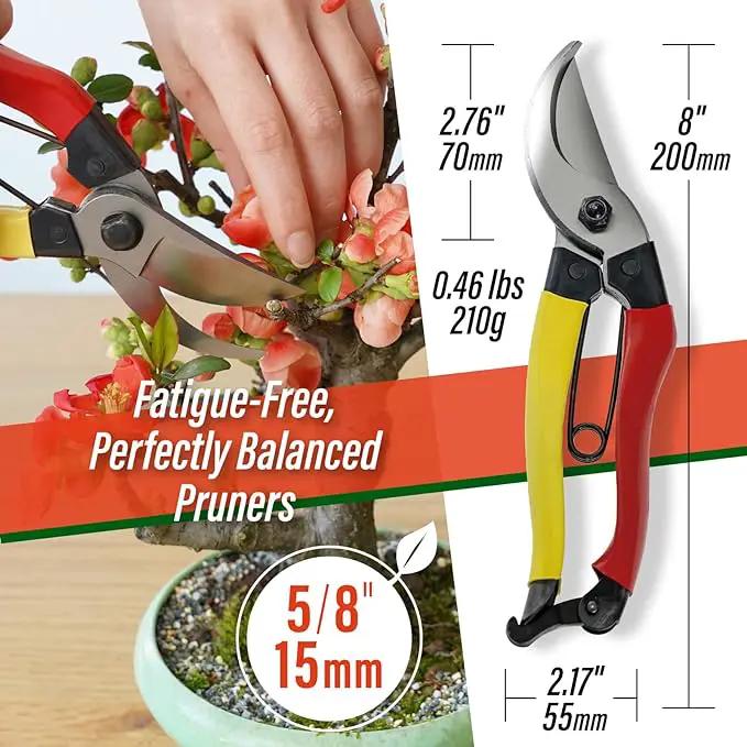 SUIZAN Bypass Pruning Shears 8” - Professional Japanese Hand Pruners Garden Scissors Gardening Tools by GreenHaven Gardens