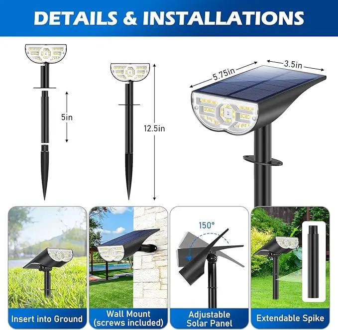 Solar Spot Lights Outdoor 5 Modes, 44LEDs Bright Landscape Spotlights Solar Powered 3 Colors Changing, IP67 Waterproof Auto On-Off Dusk Dawn Solar Outdoor Lighting for Yard Garden Outside Tree by GreenHaven Gardens