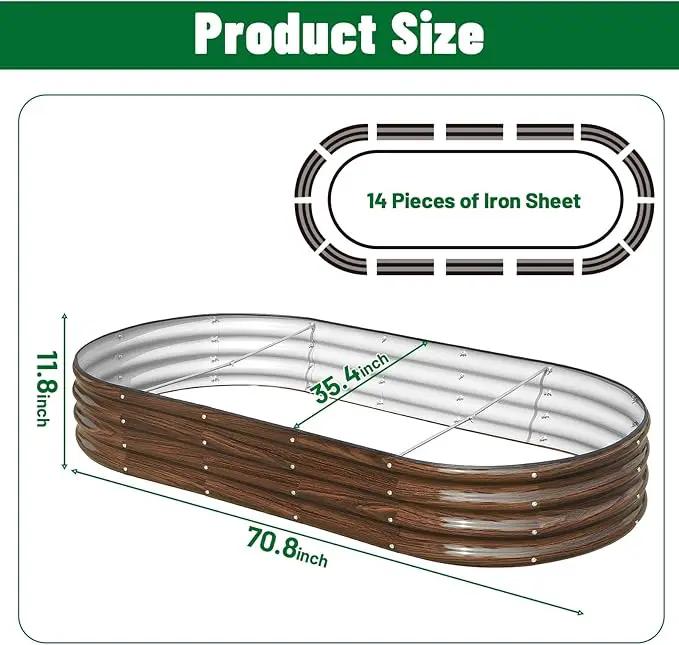 SnugNiture 2 Pcs 6x3x1ft Raised Garden Bed Kit, Outdoor Oval Metal Garden Planter, Ground Planter Box for Gardening Vegetables Flowers, Brown by GreenHaven Gardens