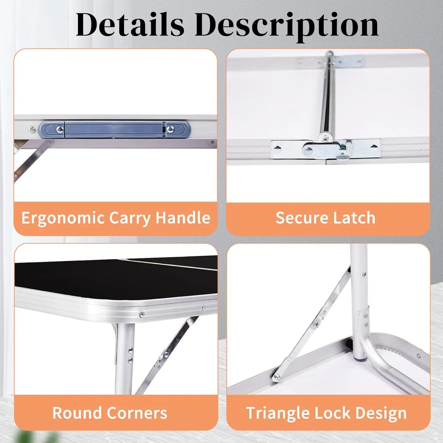 Outvita 4ft Portable Folding Camping Table, Outdoor Waterproof Adjustable Height Table, Aluminum Lightweight Suitcase Foldable Table for Picnic BBQ Beach Dining by GreenHaven Gardens