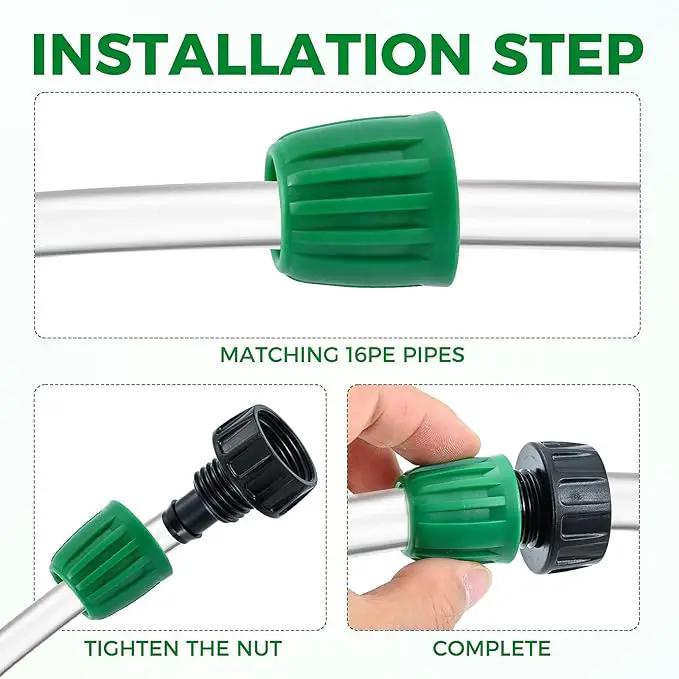 12 Pcs 1/2 Inch Drip Irrigation Tubing Faucet Garden Hose Adapter, 3/4" to 1/2" Drip Irrigation Tubing Hose Adapter, 3/4 Inch Faucet Connector Garden Hose Adapter Black and Green by GreenHaven Gardens