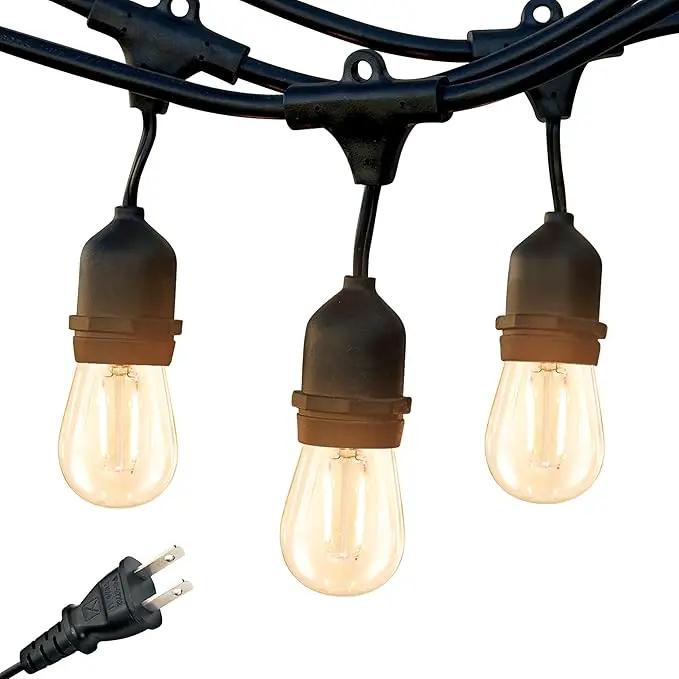 Brightech Ambience Pro - Waterproof LED Outdoor String Lights - 7 Hanging, Dimmable 2W Vintage Edison Bulbs - 24 Ft Commercial Grade Patio Lights Create Cafe Ambience in Your Backyard by GreenHaven Gardens