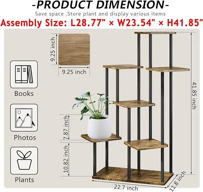 AZERPIAN Plant Stand 7 Tier Indoor Metal Flower Shelf for Multiple Plants Corner Tall Flower Holders for Patio Garden Living Room Balcony Bedroom, Black (7 Tier-Black) by GreenHaven Gardens