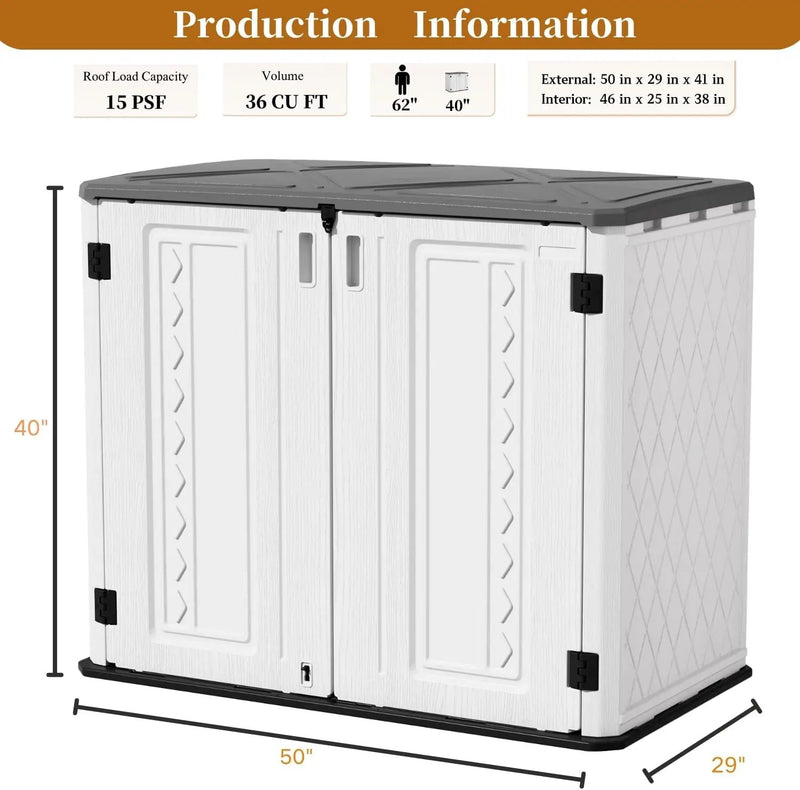 ZZM 4x3FT Heavy-Duty Outdoor Storage Shed | 34 Cu.Ft Waterproof Resin Cabinet with Double-Wall | UV-Resistant & Lockable for Garden Tools, Bikes, Patio Furniture (Wood Grain Texture) by GreenHaven Gardens
