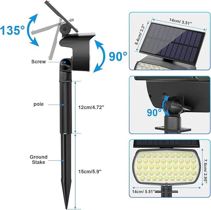 108 LED Solar Spot Lights Outdoor, Solar Lights Outdoor IP65 Waterproof, 3 Modes Solar Landscape Spotlights, Large Solar Panel Solar Powered Lights for Garden Yard Pathway(Cool White/4 Pack) by GreenHaven Gardens