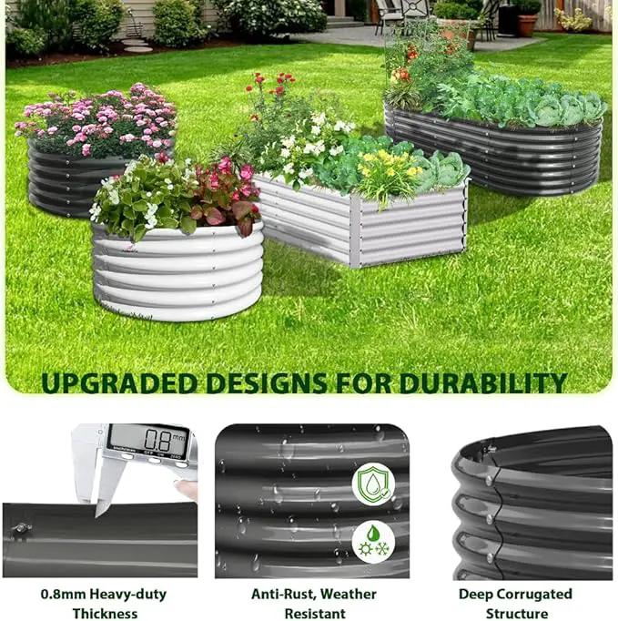A ANLEOLIFE 6X3X2 ft Galvanized Raised Garden Beds Outdoor, Oval Large Metal Deep Root Planter Box for Planting Vegetables Flowers Herb, Anti-Rust & Easy-Setup, Quartz Grey by GreenHaven Gardens