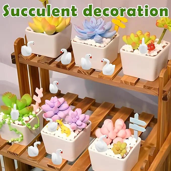 80Pcs Mini Gooses Resin Tiny Gooses Miniature Decoration Figurines Ducks Dollhouse Garden Decor Plastic Mini Animals Micro Landscape Ornament Cake DIY Craft by GreenHaven Gardens