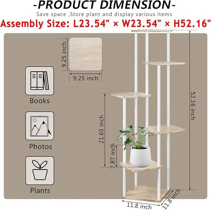 AZERPIAN Plant Stand 6 Tier Indoor Metal Flower Shelf for Multiple Plants Corner Tall Flower Holders for Patio Garden Living Room Balcony Bedroom, White by GreenHaven Gardens