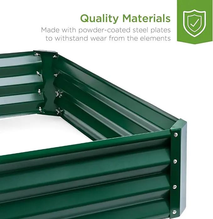Best Choice Products 6x3x1ft Outdoor Metal Raised Garden Bed Box Vegetable Planter for Vegetables, Flowers, Herbs, and Succulents - Dark Green by GreenHaven Gardens