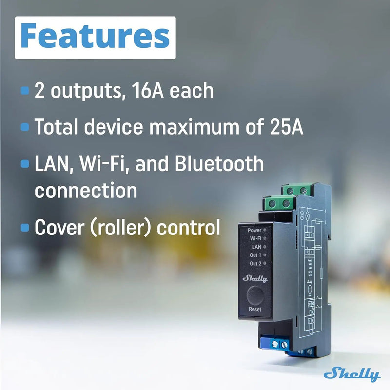 Shelly Pro 2PM | Wi-Fi & LAN 2-Channel Smart Relay with Power Metering | Home Automation | Compatible with Alexa & Google Home | iOS Android App | Remote Appliances Control & Monitoring by GreenHaven Gardens
