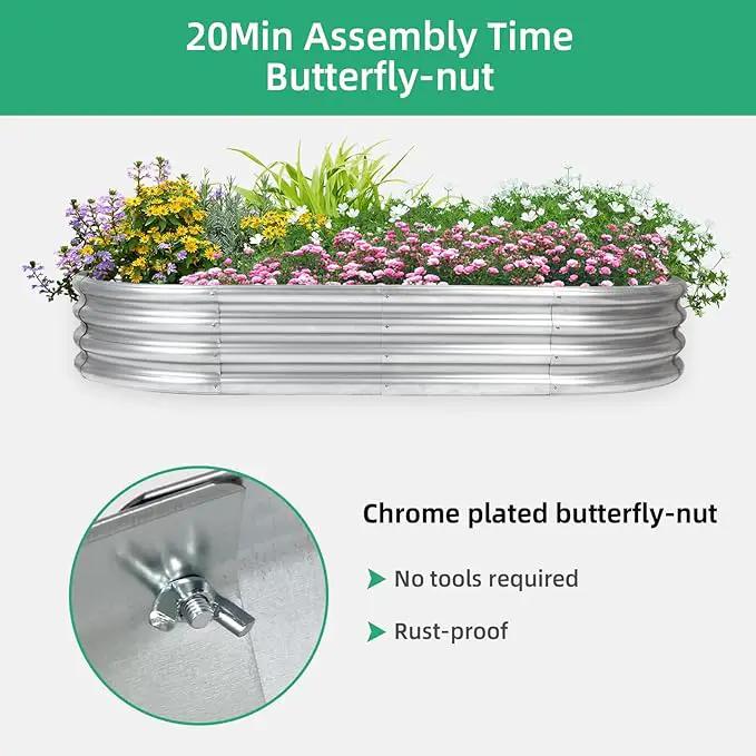 Raised Garden Bed, Raised Garden Beds Outdoor, 8x4x1 FT Oval Larger Space Galvanized Raised Garden Bed for Herbs, Vegetables, Fruits by GreenHaven Gardens