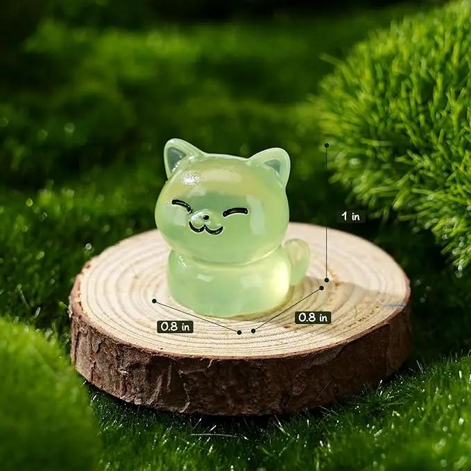 60Pcs Mini Cat Figurines Luminous Miniature Cute Resin Animals Glow in The Dark Tiny Cat to Hide Landscape Decoration Resin Figures DIY Accessories Ornament Craft Party Cake Topper by GreenHaven Gardens