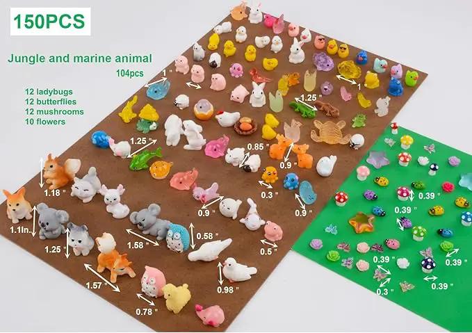 150 Pcs Mini Resin Animals Miniature Animals Figurines Tiny Resin Animals Small Animals Figures Mini Animals for Garden Décor Micro Landscape Ornaments Kit Fairy Garden Dollhouse Accessories by GreenHaven Gardens
