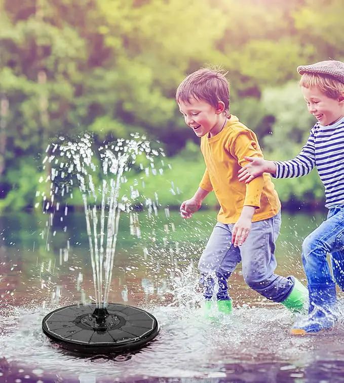 Solar Fountain Glass Panel with 2200 mah Battery, 3.5W Floating Solar Water Fountain with 4 Fixed Rods, Solar Fountain Pump for Bird Bath, Garden, Pond, Pool, Outdoor-Colorful Lights by GreenHaven Gardens