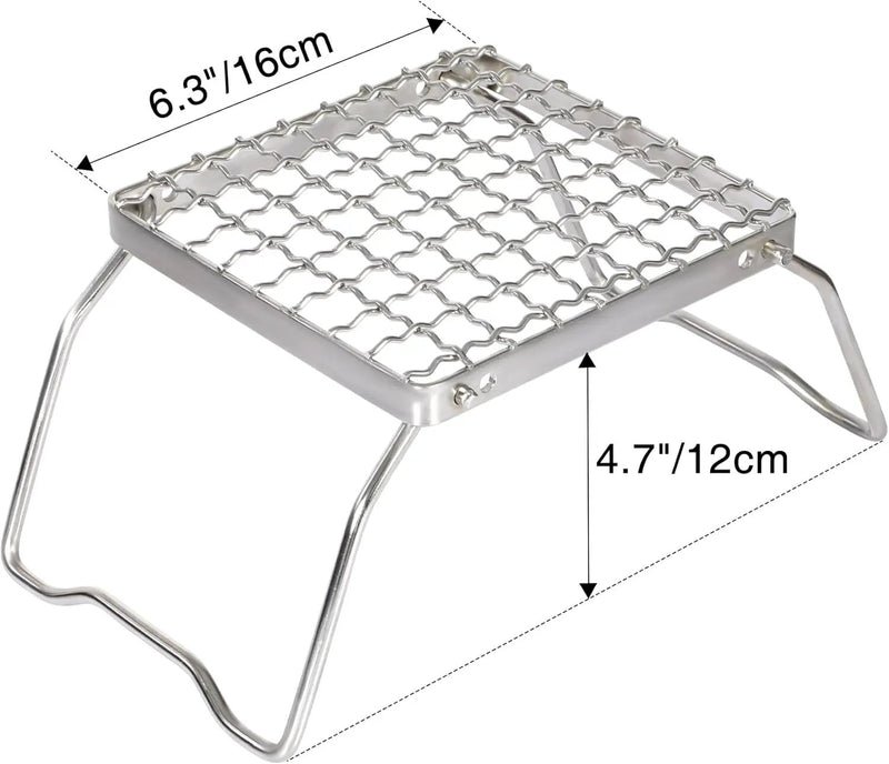 REDCAMP 6" Small Folding Campfire Grill, 304 Stainless Steel Firepit Grill Grate, Heavy Duty Portable Camping Grill with Carrying Bag for Outdoor Cooking Backpacking Hiking Picnics BBQ by GreenHaven Gardens