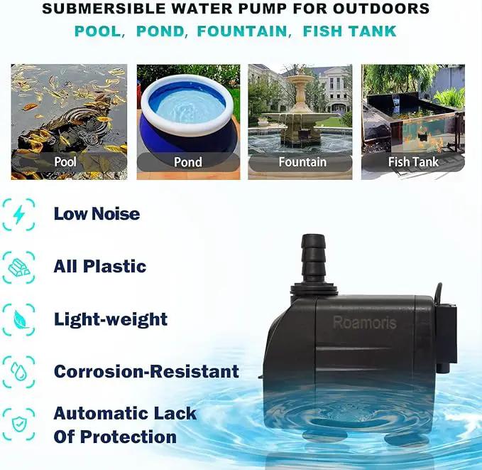 Automatic Fountain Pump With Level Sensor,110V Small Submersible Water Pump For Pond,Aquariums,Fish Tank, Hydroponics,PM06 by GreenHaven Gardens