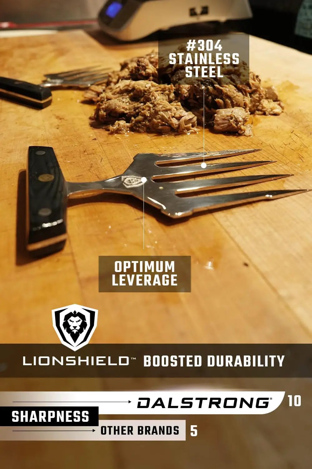 Dalstrong Meat Shredding Claws - Multi-Use Shredding Tool - Lifting, Pulling, Handling Utensils - x2 - Premium HC Stainless Steel G10 Hanlde -BBQ Meats, Brisket & More by GreenHaven Gardens