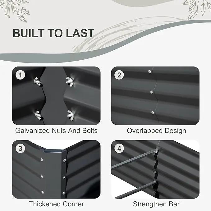 Domi Galvanized Raised Garden Bed, 6x3x1Ft Thickening Metal Planter Box for Vegetables Bottomless for Backyard Outdoor, 1" Deep w/ 128 Gallon Capacity - Dark Gray by GreenHaven Gardens