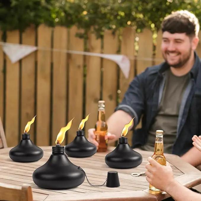Upgraded Tabletop Torches Set of 6, 24oz Citronella Candles for Outdoor, Metal Table Top Torches for Outside, Refillable Torch Lanterns for Patio, Yard, Deck, Garden, Party by GreenHaven Gardens