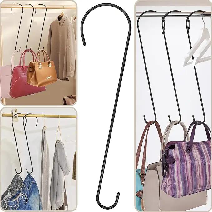6 Packs 24 Inch Long S Hooks for Hanging Plants,Extra Large S Hooks,Metal Bird Feeder Hooks, Rustproof Garden Planter Hanger for Tree Branch, Basket, Lanterns, Wind Chimes, Outdoor Use by GreenHaven Gardens
