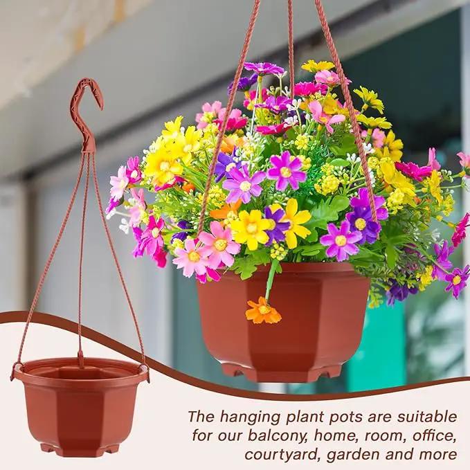Roshtia 24 Pcs Hanging Plastic Planter Pot with Hook Flower Pots Baskets Hanging Nursery Planter Holder for Outdoor Indoor Plant Garden(Brown,6 Inch) by GreenHaven Gardens