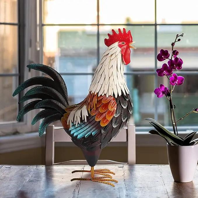 chisheen Metal Rooster Decor,Yard Chicken Decorations,Outdoor Garden Statues, Metal Chicken Sculpture for Backyard Patio Kitchen Decor & Lawn Ornaments by GreenHaven Gardens