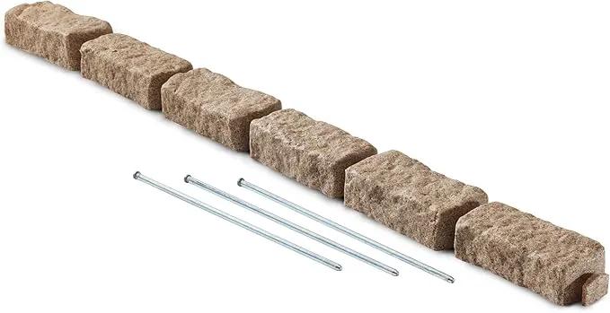 Beuta Landscape Edging | Garden Edging Border | Faux Stone Bricks for Lawn Edging, Flower beds, Pathways & Yard Edging– 1 Pack | Each Section Has 6 Bricks 48" L x 4" W x 2.25" H | 3 Spikes |Sandstone by GreenHaven Gardens