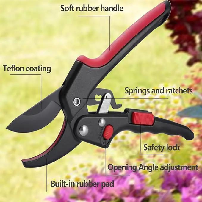 Upgraded Garden Clippers, Adjustable Germany Pruners, Work 3 Times Easier, Professional Pruning Shears, Cutting Rose, Flower, Hedge, Stem, Sharp Gardening Scissors, Arthritis Weak Hand Snips by GreenHaven Gardens