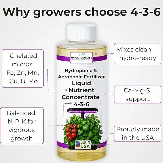 Liquid Plant Food – Hydroponics Nutrients for Indoor House Plants, Tomato, Strawberry, Lucky Bamboo, Lettuce, Vegetable Garden & Herbs – Aero Nutrients Liquid Fertilizer for All Growing Systems (8 oz) by GreenHaven Gardens