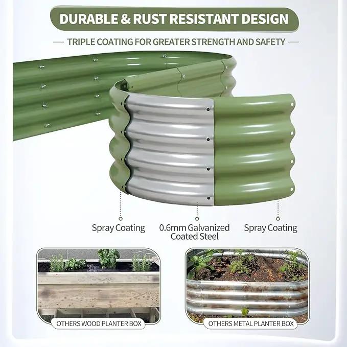 Galvanized Raised Garden Bed Outdoor- 2 Pcs Raised Beds for Gardening| Metal Planter Box, Steel Raised Garden Bed Kit with Gloves for Vegetables, Flower, Herbs (4x2x1FT, Green) by GreenHaven Gardens