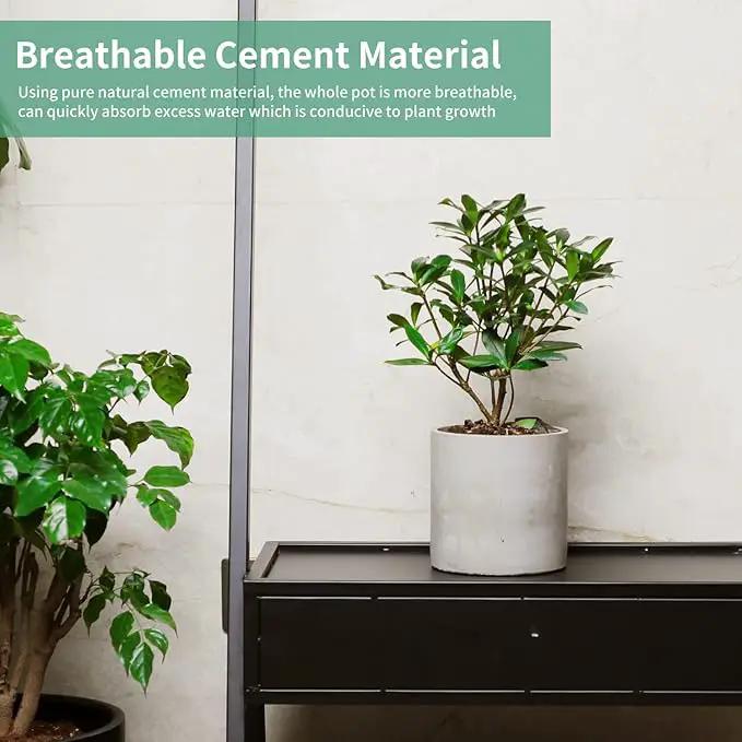 Mozing Cement Plant Pots Indoor - 14 inch Concrete Planter Pot for Planting - Modern Stone Clay Flower Pot with Drainage Hole for Garden, Home, Office Decor, Grey by GreenHaven Gardens