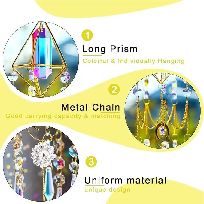 H&D HYALINE & DORA Crystal Prisms Suncatcher Window Hanging Pendant Glass Prisms Decor Wind Chime Rainbow Sun Catcher for Home Garden Porch by GreenHaven Gardens