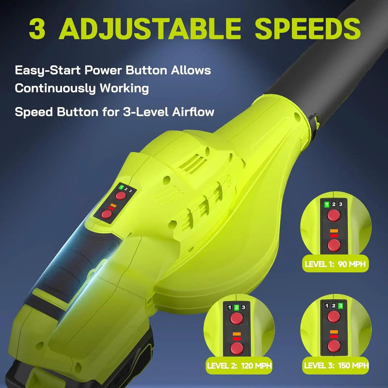 Leaf Blower Cordless with 2X 4.0Ah Batteries and Charger, 60Mins Lasting 150MPH Cordless Blower, Powerful Electric Leaf Blowers for Lawn Care, Patio, Yard, Leaves, Grass and Snow by GreenHaven Gardens