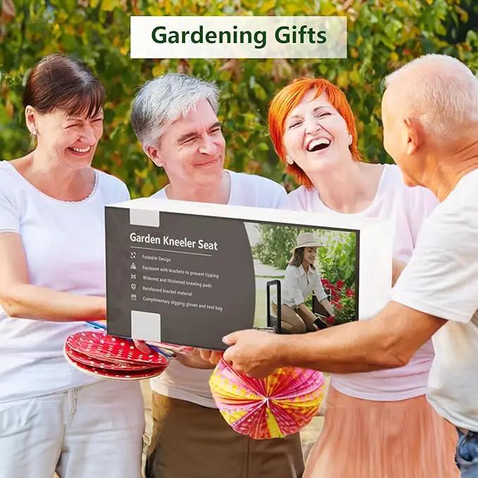 seasky Foldable Garden Kneeling and Seat, Anti-Tipping Garden Stool Widened Thick Soft Kneeling Pad，Heavy Duty Gardening Stool with Garden Tool Bag, Gardening Gift for Women(Without Gloves) by GreenHaven Gardens