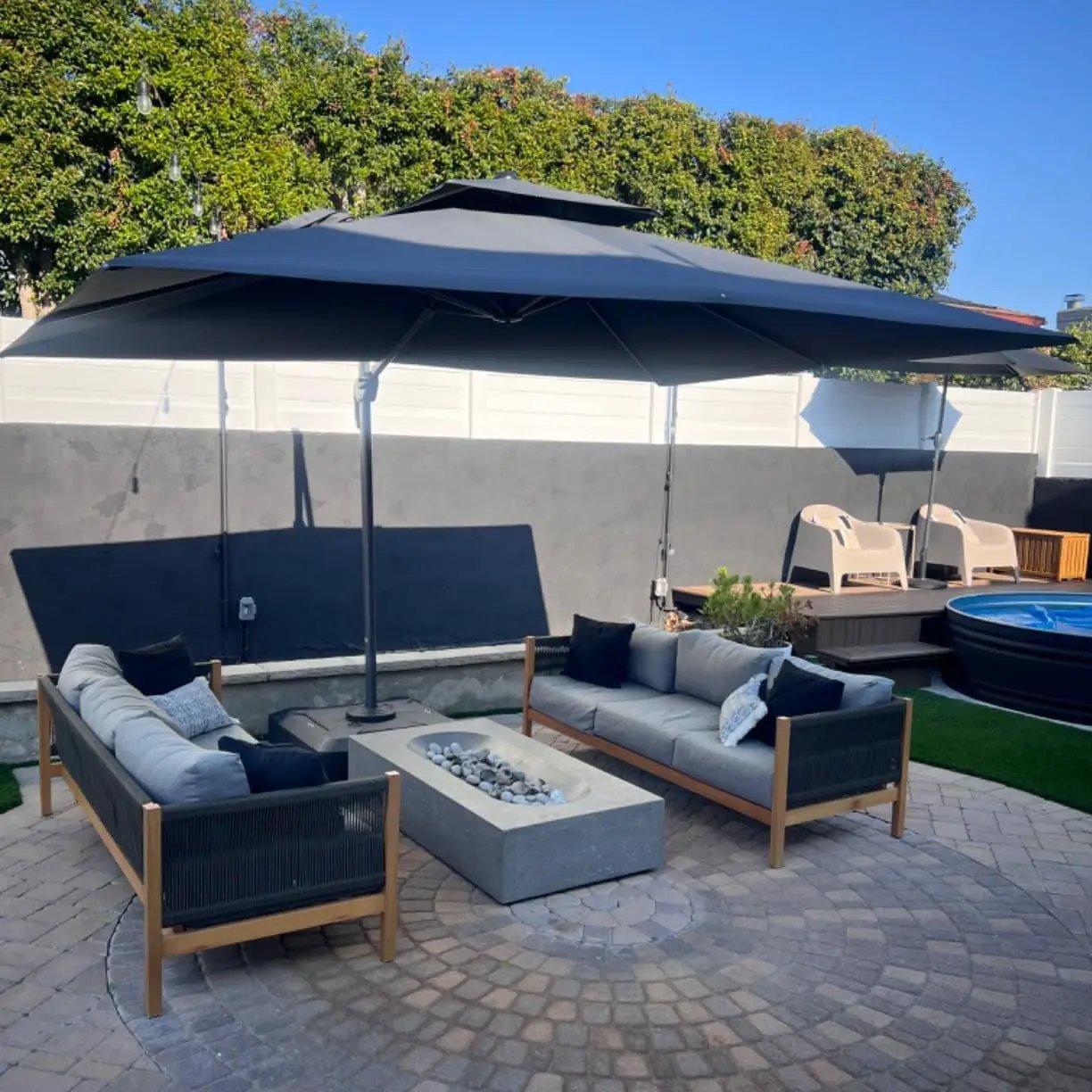 PURPLE LEAF 9' X 12' Cantilever Outdoor Umbrellas Large Patio Umbrella Hanging Double Top Rectangle Offset Umbrella with 360°Rotation Tilting Umbrella Outdoor Patio, Grey by GreenHaven Gardens