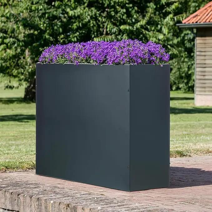 SUNNYPARK Large Metal Planter Box 32”x 12”x 24”, Rectangular Modern Grey Metal Planter Box Heavy Duty with Drainage Holes for Outdoor Garden Patio by GreenHaven Gardens