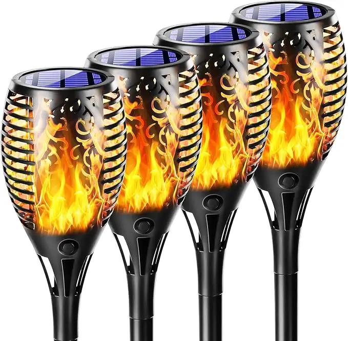 Upgraded Larger Solar Lights Outdoor, Solar Torch Light with Flickering Flame, Solar Garden Lights, Waterproof Solar Powered Outdoor Lights, Outdoor Patio Channel Garden Decoration (Orange, 4Pack) by GreenHaven Gardens