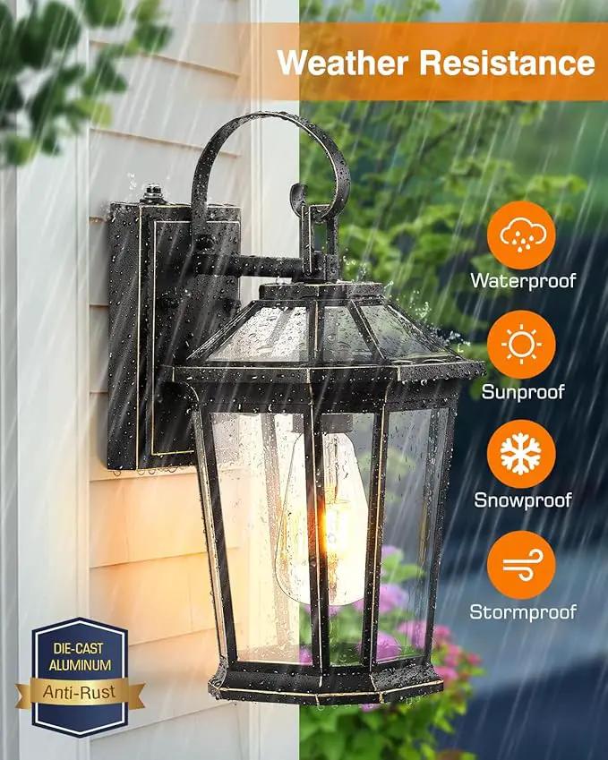 VIANIS Dusk to Dawn Exterior Light Fixture, Waterproof Outdoor Wall Sconce Porch Light for House, 100% Anti-Rust Aluminum Outside House Lights, Farmhouse Coach Lantern for Garage, Front Door 2Pcs by GreenHaven Gardens