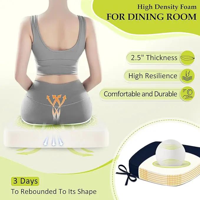 Chair Cushions for Dining Chairs, Indoor Chair Cushions with Ties，Waterproof Chair Pads Set of 4, Navy Blue, 17x16x2.5 Inch by GreenHaven Gardens