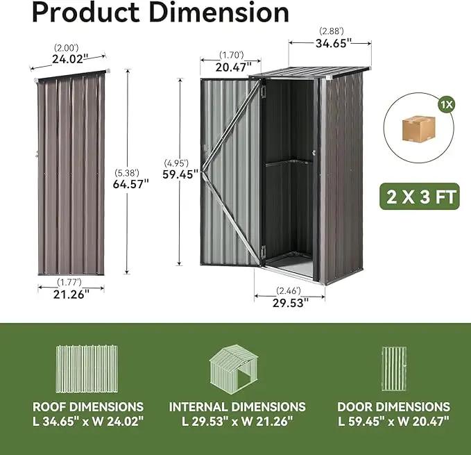 Aoxun 3’x2.1’ Outdoor Metal Storage Shed with Lockable Doors, Steel Utility Tool Shed, Metal Sheds Outdoor Storage for Garden, Patio, Backyard and Lawn, Brown by GreenHaven Gardens