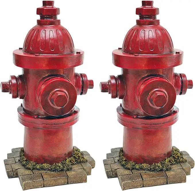 Design Toscano Dog's Second Best Friend Fire Hydrant Pee Post Indoor/Outdoor Statue, Set of Two Medium, 14 Inch Tall, Cast Stone Resin, Red Finish by GreenHaven Gardens