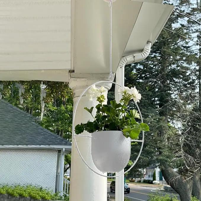 2 Pack Hanging Planters for Indoor Outdoor Plants Modern Metal Plant Hangers Wall and Ceiling Hanging Plants Baskets Mid Century Minimalist Flower Pots Home Decor, White by GreenHaven Gardens