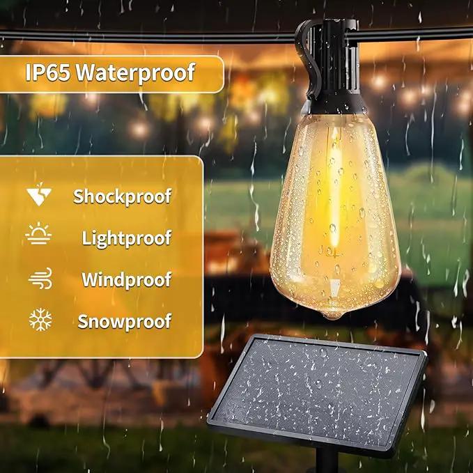50ft Solar String Lights with Remote, 25+1 Bulbs Solar Patio Lights Outdoor Waterproof, Solar Powered Dimmable Deck Lights for Garden Porch Party by GreenHaven Gardens