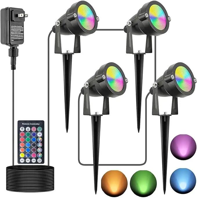 20W Christmas Outdoor Spot Lights with Timer, IP65 Waterproof Metal RGB Landscape Spotights Color Changing Spotlight for Outdoor Yard Garden (4 Lights) by GreenHaven Gardens