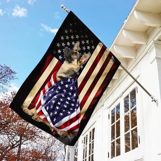 FLAGWIX German Shepherd Flag - Outdoor Decorations, 29.5" x 39.5" House Flag for Porch, Patio, Wall Decor, Heavy-Duty Canvas Garden Home Decor Double Sided by GreenHaven Gardens