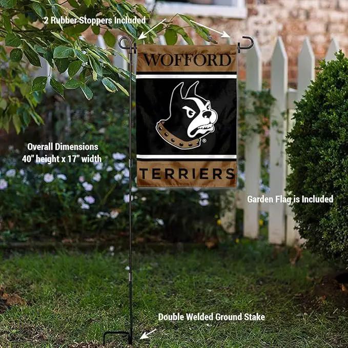 College Flags & Banners Co. Wofford Terriers Garden Flag with Stand Holder by GreenHaven Gardens