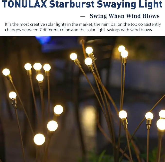 TONULAX Solar Garden Lights - Upgraded Solar Swaying Light, Sway by Wind, Outdoor Lights, Yard Patio Pathway Decoration, High Flexibility Iron Wire & Heavy Bulb Base, Warm White(10 Pack) by GreenHaven Gardens
