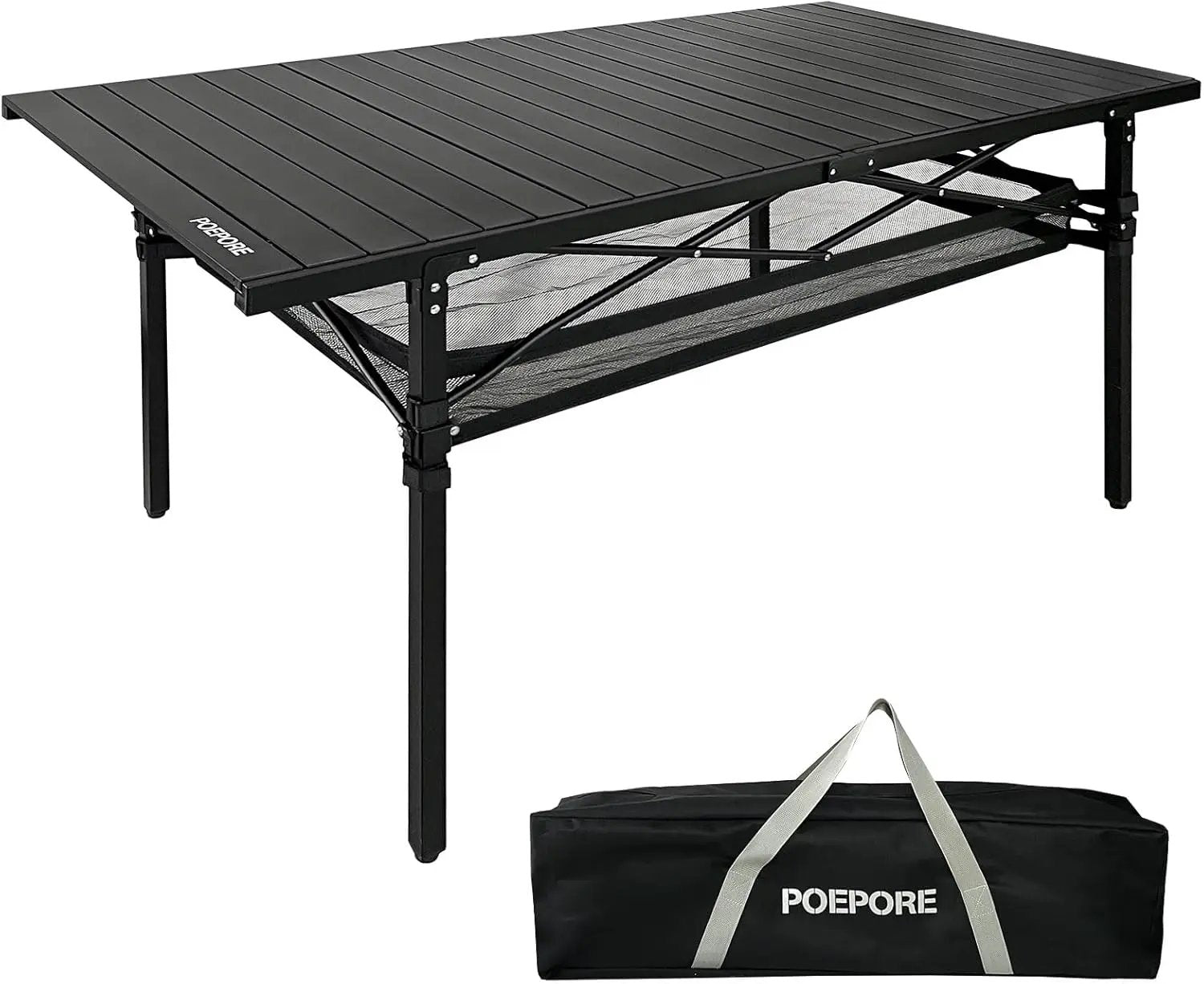 Large Folding Camping Table Aluminum with Storage for 4-6 People 55"X27.5" Roll Up Tall Outdoor Portable Table Lightweight with Carry Bag for Picnic BBQ Backyard Beach by GreenHaven Gardens